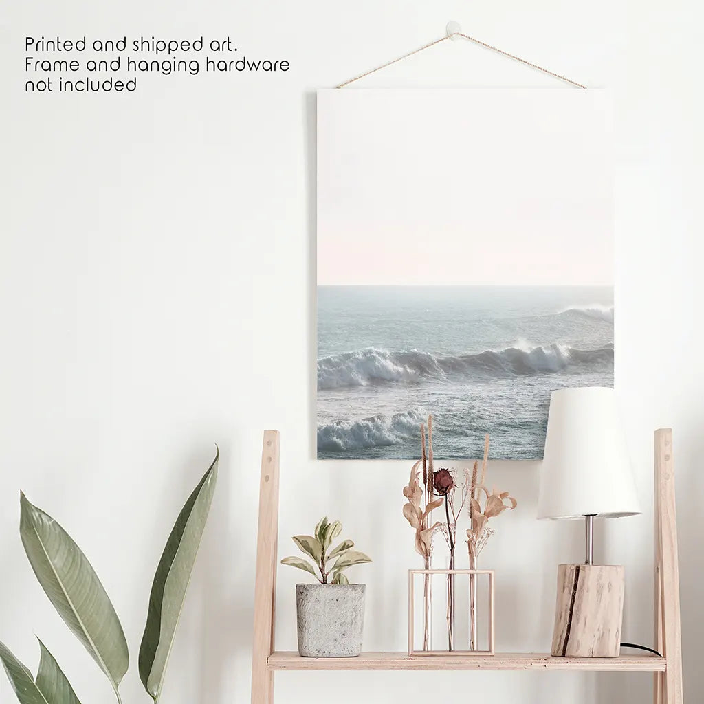 Pink Sunset and Ocean Waves Print. Coastal Wall Art, photo 10 of 10