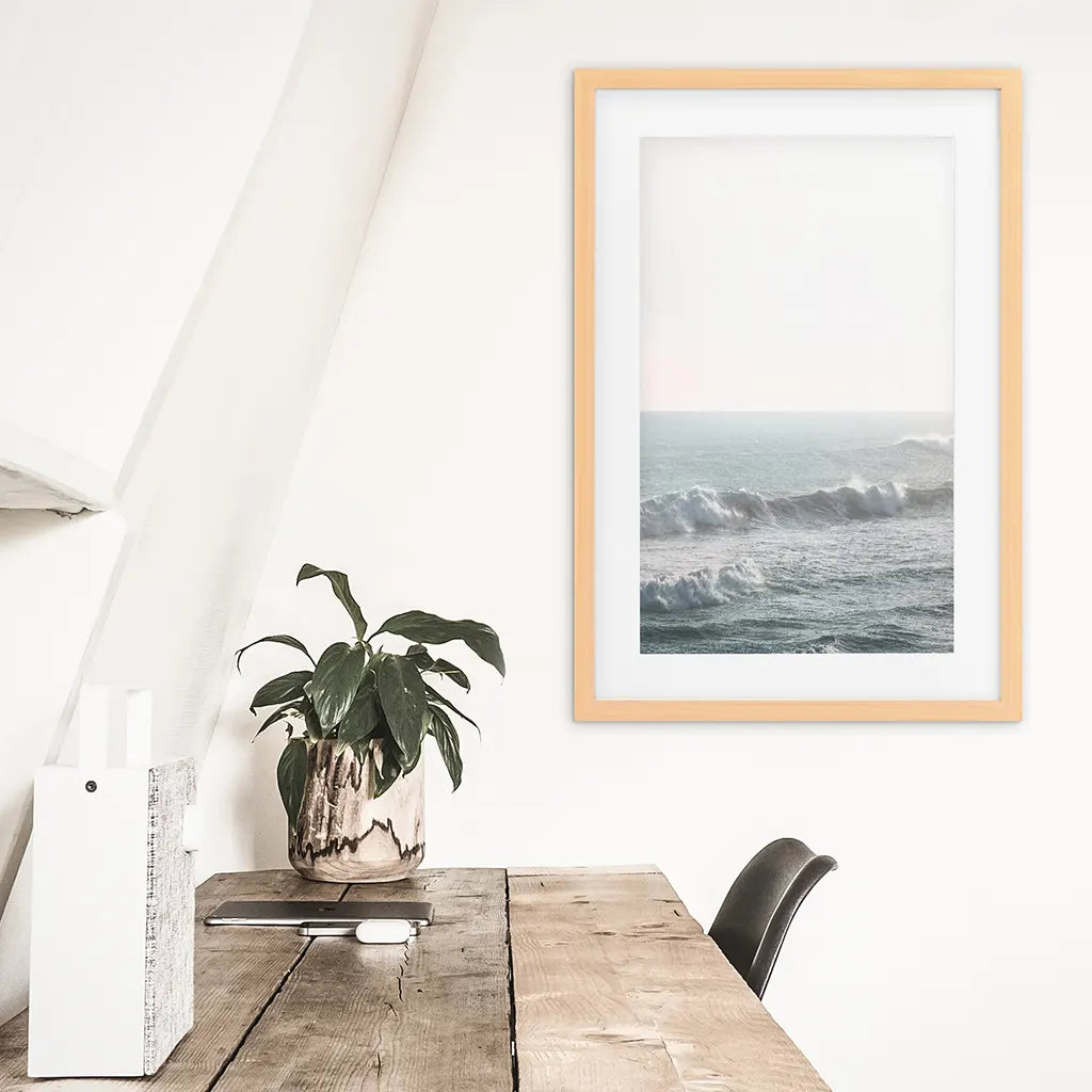 Pink Sunset and Ocean Waves Print. Coastal Wall Art, photo 4 of 10