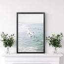 Pastel California Beach Print. Surfers and Ocean Waves by Wall Art Set