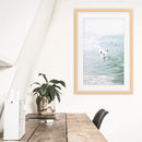 Pastel California Beach Print. Surfers and Ocean Waves by Wall Art Set