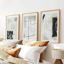 3 Piece Nordic Abstract Line Art Set. Brush Strokes by Wall Art Set