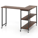 Patented Large 360-Degree Free Rotating Sofa Side Table with Wheels and Storage Shelf by LJGDeals