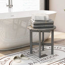 18 Inch Adirondack Round Side Table with Cross Base and Slatted Surface-Gray by LJGDeals