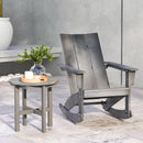 18 Inch Adirondack Round Side Table with Cross Base and Slatted Surface-Gray by LJGDeals