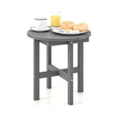 18 Inch Adirondack Round Side Table with Cross Base and Slatted Surface-Gray by LJGDeals