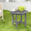 18 Inch Adirondack Round Side Table with Cross Base and Slatted Surface-Gray by LJGDeals