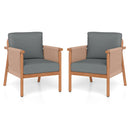 Patio Acacia Wood Chair Set of 2 with Woven Rope Armrests and Seat Back Cushions for Backyard by DirectDeals
