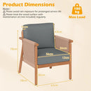 Patio Acacia Wood Chair Set of 2 with Woven Rope Armrests and Seat Back Cushions for Backyard by LJGDeals