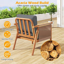 Patio Acacia Wood Chair Set of 2 with Woven Rope Armrests and Seat Back Cushions for Backyard by DirectDeals