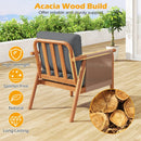 Patio Acacia Wood Chair Set of 2 with Woven Rope Armrests and Seat Back Cushions for Backyard by LJGDeals