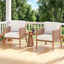 Patio Acacia Wood Chair Set of 2 with Woven Rope Armrests and Seat Back Cushions for Backyard by DirectDeals
