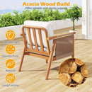 Patio Acacia Wood Chair Set of 2 with Woven Rope Armrests and Seat Back Cushions for Backyard by LJGDeals