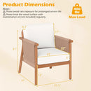 Patio Acacia Wood Chair Set of 4 with Woven Rope Armrests and Seat Back Cushions for Backyard by LJGDeals