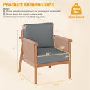 Patio Acacia Wood Chair Set of 4 with Woven Rope Armrests and Seat Back Cushions for Backyard by DirectDeals