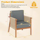 Patio Acacia Wood Chair with Woven Rope Armrests and Seat Back Cushions for Backyard by LJGDeals