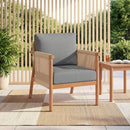 Patio Acacia Wood Chair with Woven Rope Armrests and Seat Back Cushions for Backyard by LJGDeals