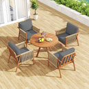 Patio Acacia Wood Chair with Woven Rope Armrests and Seat Back Cushions for Backyard by LJGDeals