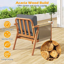 Patio Acacia Wood Chair with Woven Rope Armrests and Seat Back Cushions for Backyard by LJGDeals