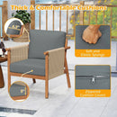 Patio Acacia Wood Chair with Woven Rope Armrests and Seat Back Cushions for Backyard by LJGDeals