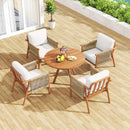 Patio Acacia Wood Chair with Woven Rope Armrests and Seat Back Cushions for Backyard by LJGDeals