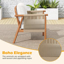Patio Acacia Wood Chair with Woven Rope Armrests and Seat Back Cushions for Backyard by DirectDeals