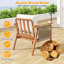 Patio Acacia Wood Chair with Woven Rope Armrests and Seat Back Cushions for Backyard by LJGDeals