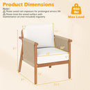 Patio Acacia Wood Chair with Woven Rope Armrests and Seat Back Cushions for Backyard by LJGDeals