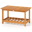 Patio Acacia Wood Coffee Table 2-Tier Rectangular Center Table by LJGDeals