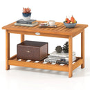 Patio Acacia Wood Coffee Table 2-Tier Rectangular Center Table by LJGDeals