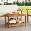 Patio Acacia Wood Coffee Table 2-Tier Rectangular Center Table by LJGDeals