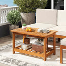 Patio Acacia Wood Coffee Table 2-Tier Rectangular Center Table by LJGDeals