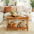 Patio Acacia Wood Coffee Table 2-Tier Rectangular Center Table by LJGDeals