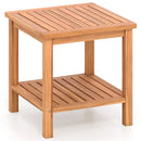 Patio Acacia Wood Side Table with Slatted Tabletop and Storage Shelf by LJGDeals