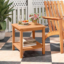 Patio Acacia Wood Side Table with Slatted Tabletop and Storage Shelf by LJGDeals