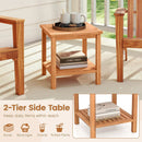 Patio Acacia Wood Side Table with Slatted Tabletop and Storage Shelf by LJGDeals
