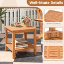 Patio Acacia Wood Side Table with Slatted Tabletop and Storage Shelf by LJGDeals