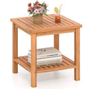 Patio Acacia Wood Side Table Set of 2 with Slatted Tabletop and Storage Shelf by LJGDeals