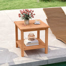 Patio Acacia Wood Side Table Set of 2 with Slatted Tabletop and Storage Shelf by LJGDeals