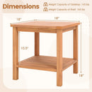 Patio Acacia Wood Side Table Set of 2 with Slatted Tabletop and Storage Shelf by LJGDeals