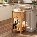 Patio Acacia Wood Storage Cabinet Patio Buffet Cabinet Bar Table with Faux Marble Countertop by LJGDeals