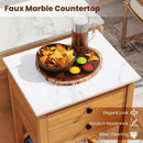 Patio Acacia Wood Storage Cabinet Patio Buffet Cabinet Bar Table with Faux Marble Countertop by LJGDeals