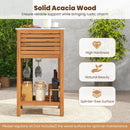 Patio Acacia Wood Storage Cabinet Patio Buffet Cabinet Bar Table with Faux Marble Countertop by LJGDeals