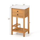 Patio Acacia Wood Storage Cabinet Patio Buffet Cabinet Bar Table with Faux Marble Countertop by LJGDeals