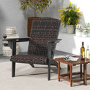 Patio Adirondack Chair with Rattan Padded Seat and Hidden Cupholder by LJGDeals