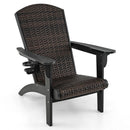 Patio Adirondack Chair with Rattan Padded Seat and Hidden Cupholder by LJGDeals