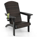 Patio Adirondack Chair with Rattan Padded Seat and Hidden Cupholder by LJGDeals