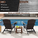 Patio Adirondack Chair with Rattan Padded Seat and Hidden Cupholder-Black