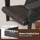 Patio Adirondack Chair with Rattan Padded Seat and Hidden Cupholder-Black