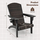 Patio Adirondack Chair with Rattan Padded Seat and Hidden Cupholder by LJGDeals