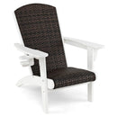 Patio Adirondack Chair with Rattan Padded Seat and Hidden Cupholder by LJGDeals